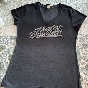 Harley-Davidson Women's Charcoal V neck short sleeve medium
